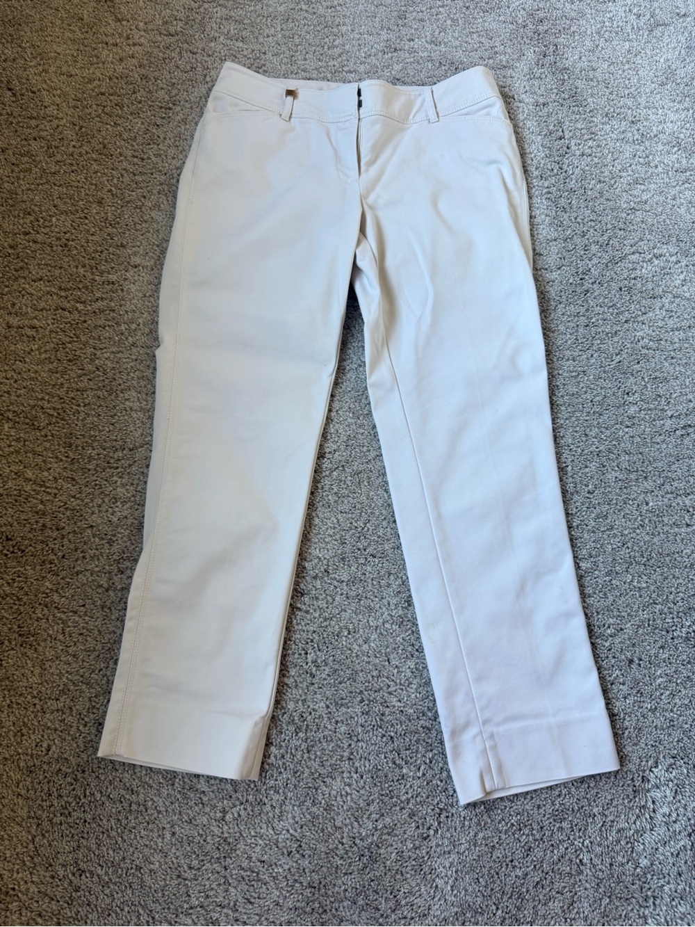 White House Black Market Cream Slim Ankle Pants